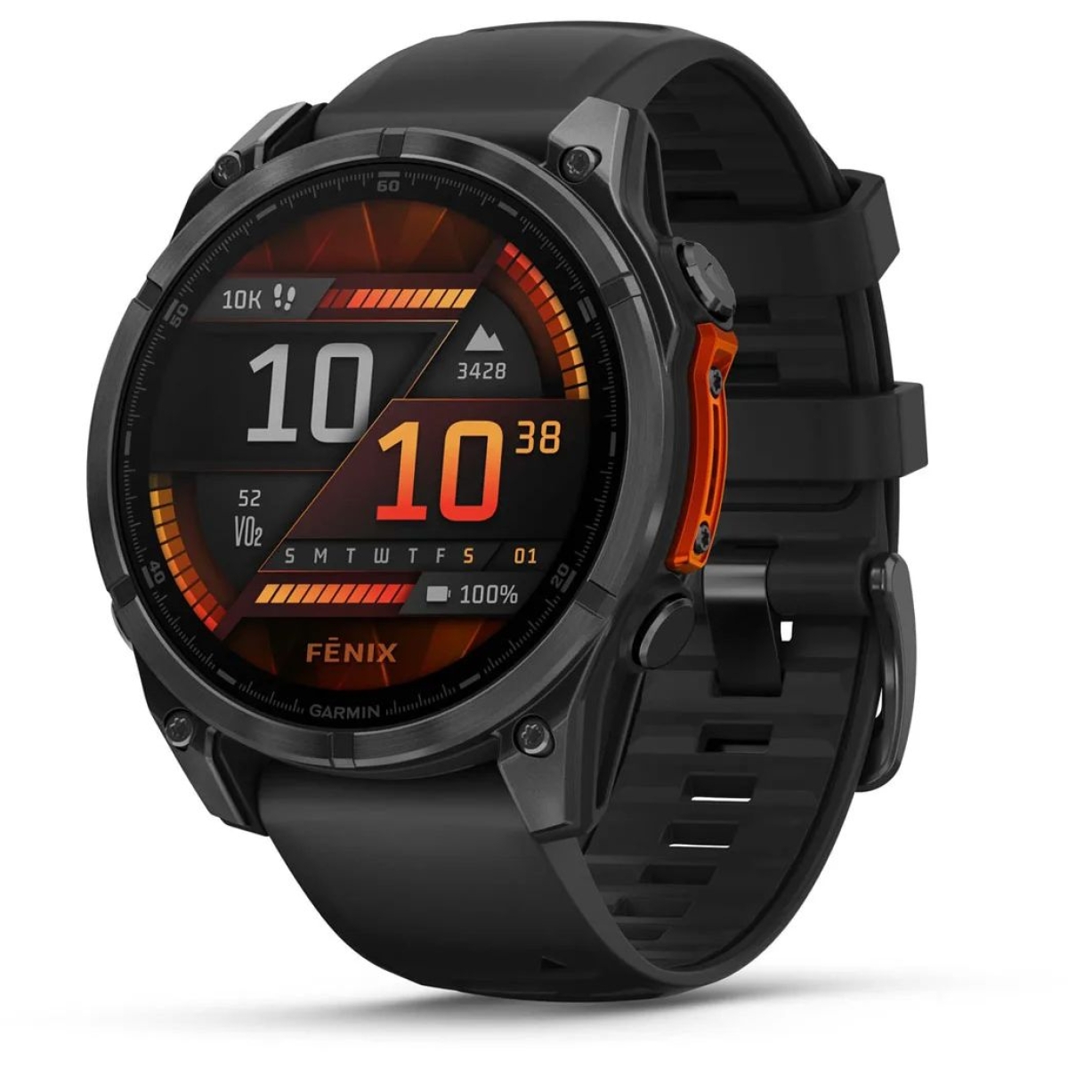 Garmin 010-02904-09 fēnix 8 47 mm AMOLED 全方位戶外進階GPS智慧腕錶 (岩灰白鋼錶圈/ 黑色矽膠錶錶帶)